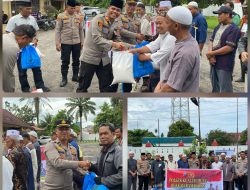 Mapolsek Kualuh Hulu Berbagi Sembako Ke Warga